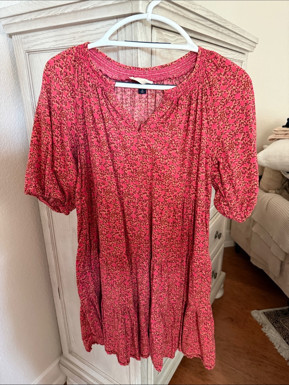Universal Thread Pink Floral Short-Sleeve Tunic Dress